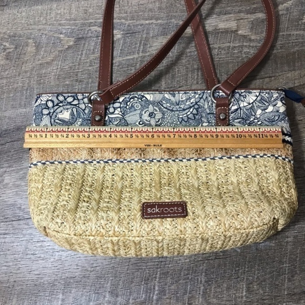 Sakroots Straw purse blue‎ fabric Summer coastal handbag bag